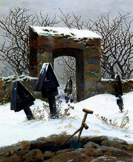 Caspar David Friedrich Graveyard under Snow France oil painting art